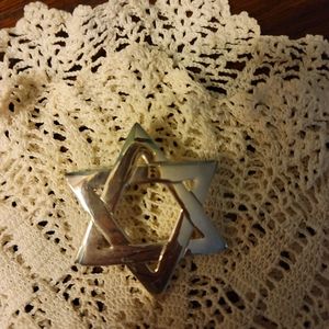 Star of David pin with scarf holder loop on back